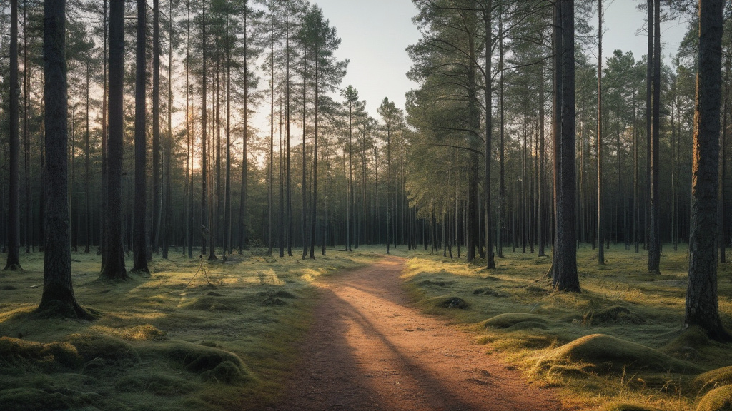 En stilla skogsstig i gryning — bilden representerar balans, eftertanke och vikten av ansvarsfullt spel.